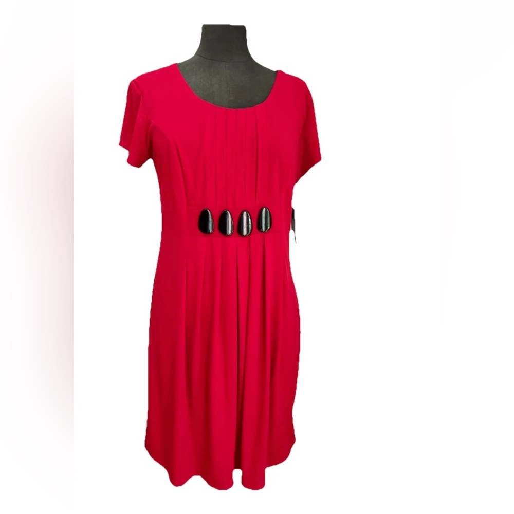 🆕True envy NWT ladies red black comfort stretch dress size 14 embellished party